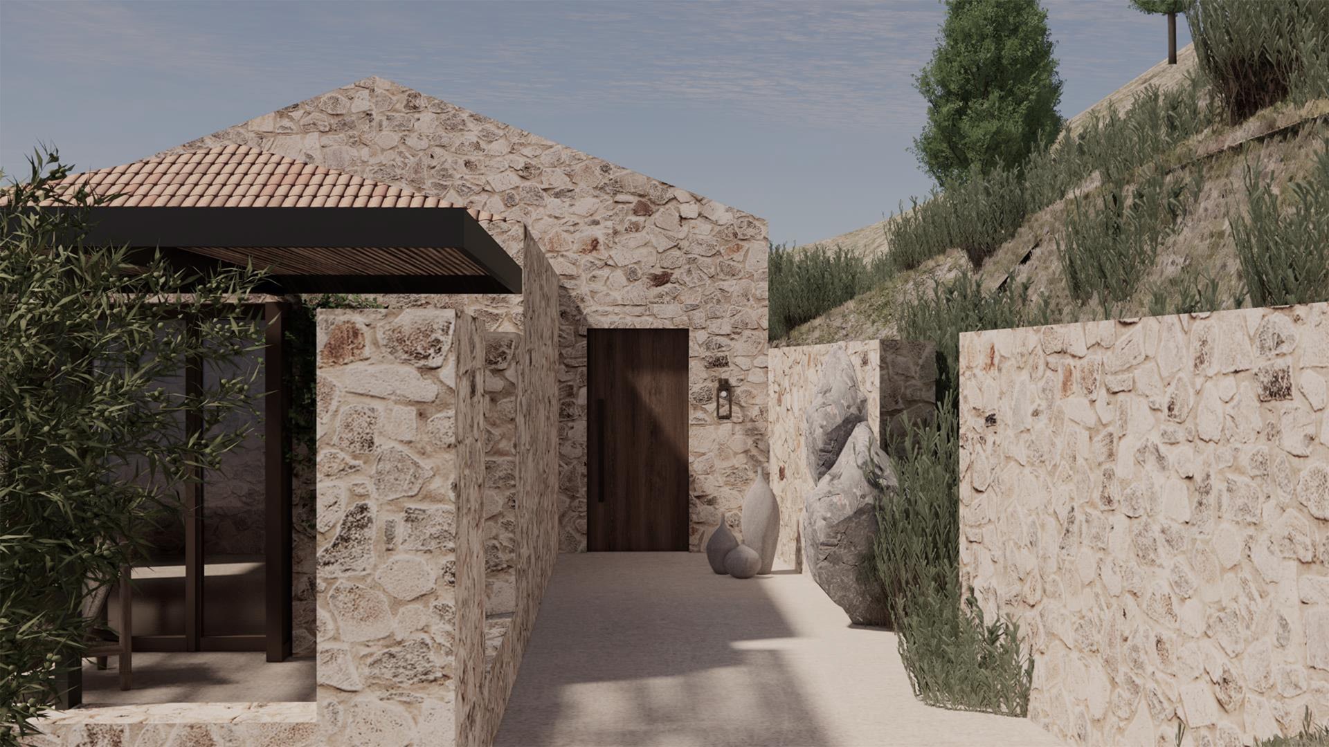 Arcadian villa interior perspective